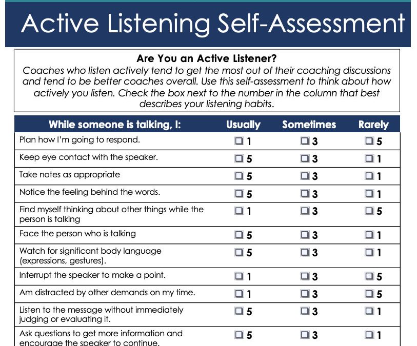 [Tools & Assessments]:  Active Listening Self-Assessment