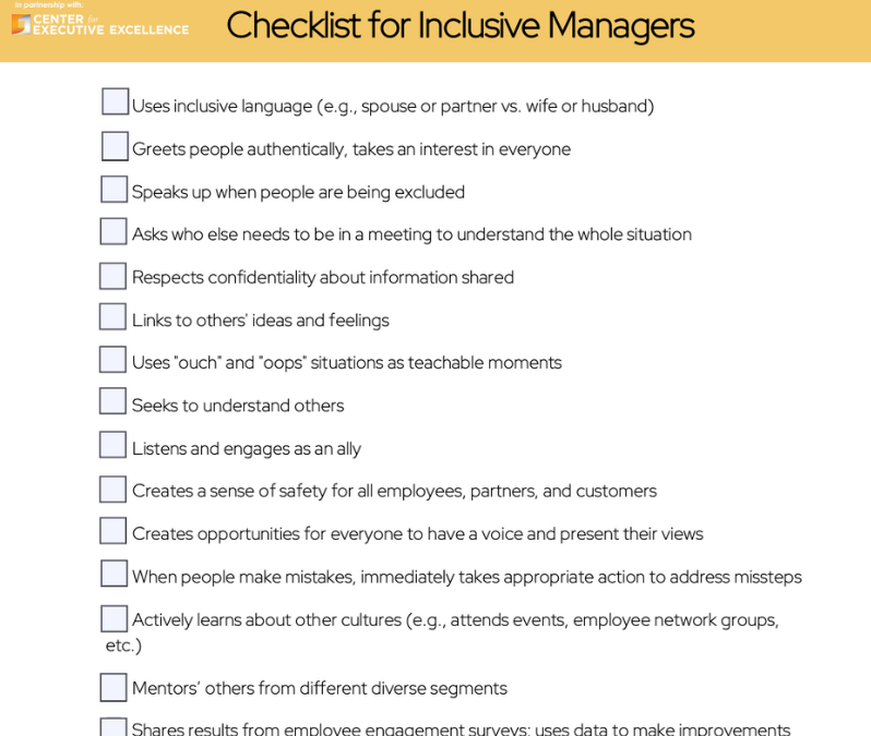 [Tools & Assessments]: Checklist for Inclusive Managers